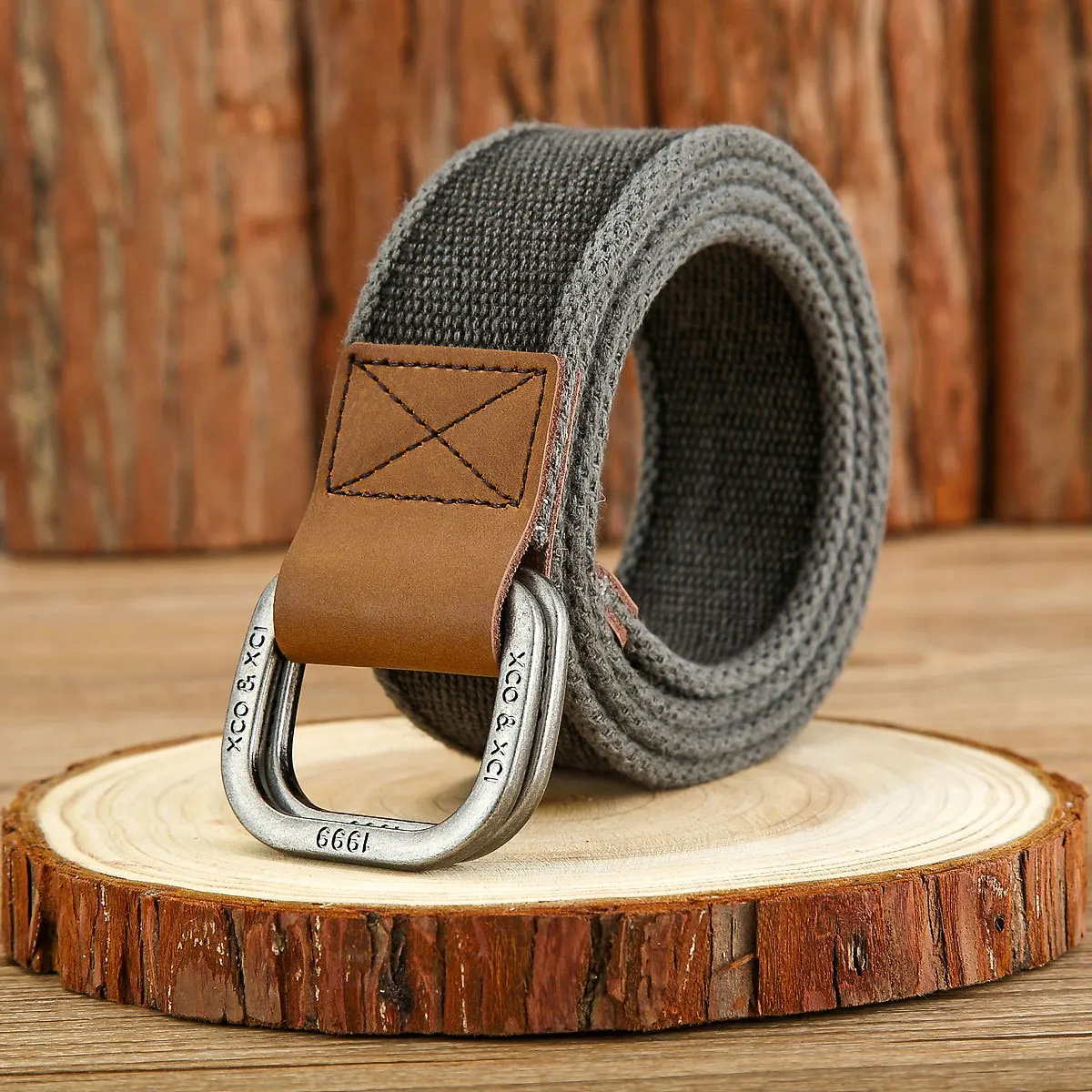 

Double Ring Woven Canvas Belt Waistband Men Women Cotton Vintage Really Buckle The Woven Fabric Male 3.8cm Unisex