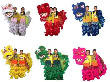 

Cosplay Advertising Chinese Folk art Lion mascot Dance Costume pure wool Southern Lion For two kids Cosplay Party Dress Children