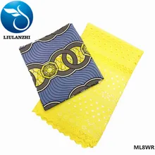 LIULANZHI Африканская Хлопковая ткань 3+ 2,5 ярдов хлопок воск ткань с нигерийские кружева вуаль ткань горячая Распродажа ML8WR01-ML8WR29