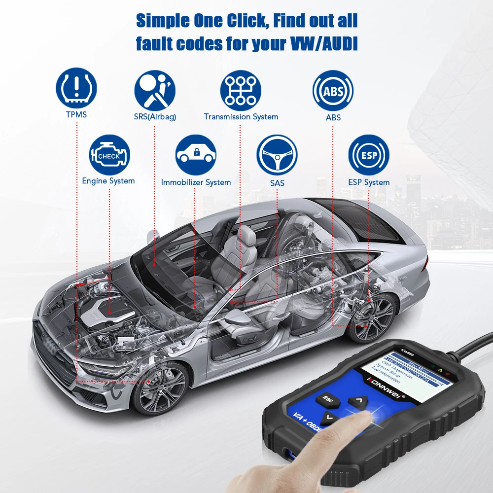 US $38.39 Konnwei Kw350 Obd2 Diagnostic Scanner For Car Vag Vw Audi Abs Airbag Reset Oil Service Light Epb Diagnostic Tool Better Vag Com