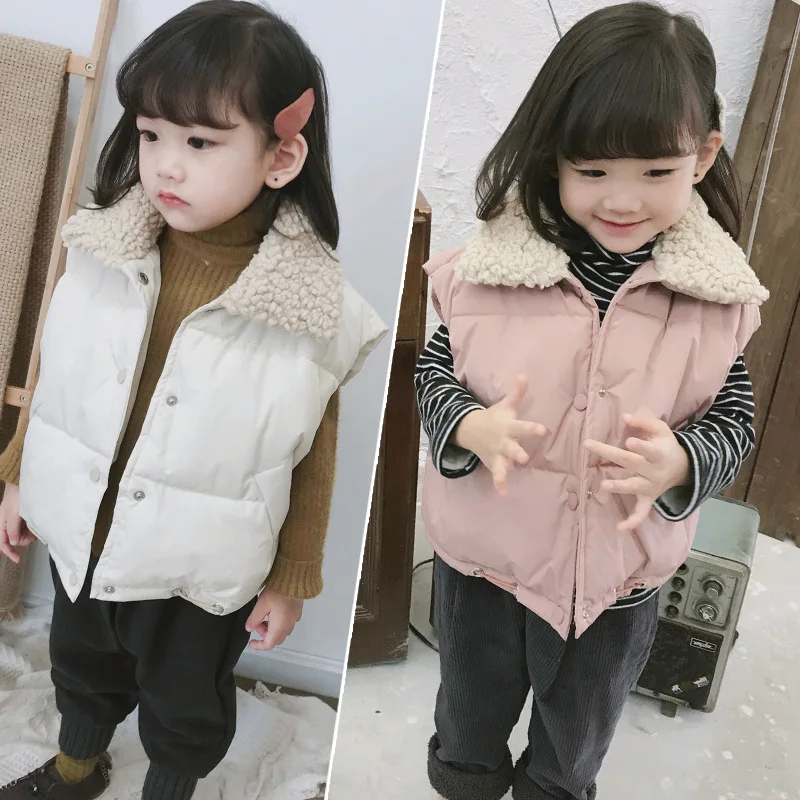 Tao. catkids/Новинка года, зимний жилет в Корейском стиле с меховым воротником для мальчиков и девочек универсальный свободный