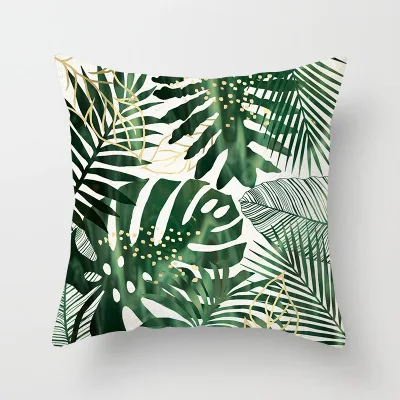 ZENGIA скандинавские тропические зеленые чехлы для подушек 45x45 см, полиэфирные наволочки с листьями, декоративные подушки для дивана, диванные подушки