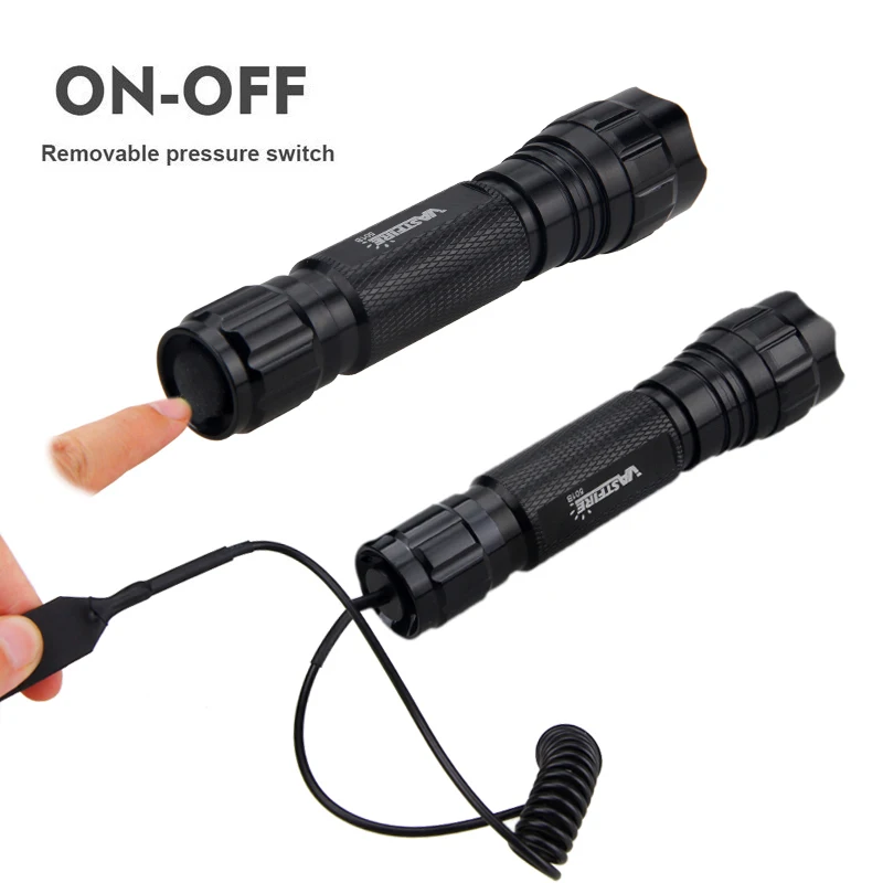 White/Green/Red LED Tactical Hunting Flashlight ON/OFF Mode Military Torch with Rifle Mount+ Remote Pressure Switch No Battery