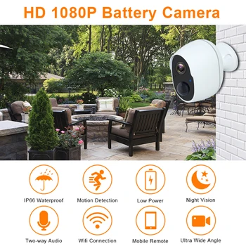 

NEW Intelligent WIFI Camera Wire Free Outdoor Security Camera Rechargeable Battery Wireless IP Cam 1080P Wifi IP Camera PIR