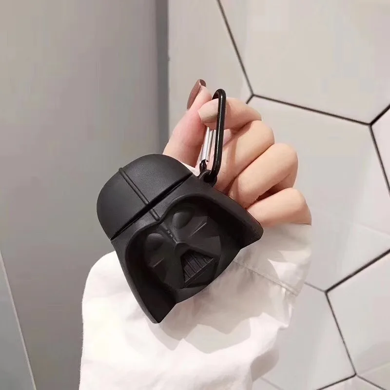 Bluetooth беспроводные наушники силиконовый черный чехол 3D Star Warrior белый с солдатом