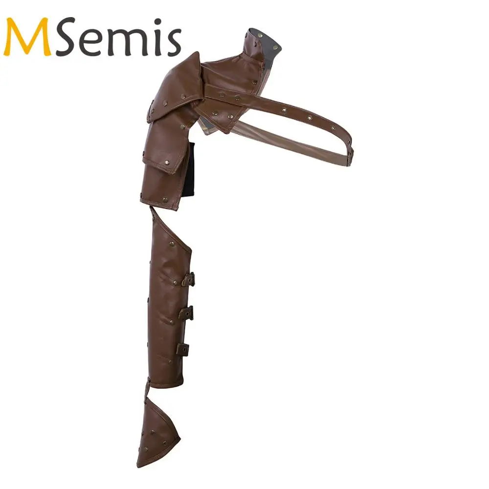 

MSemis 2PCS Gothic Punk Leather Warm Arm Shoulder Guard Accessory Metal Rivets Shoulder Armors Arm Strap Set Arm Protector
