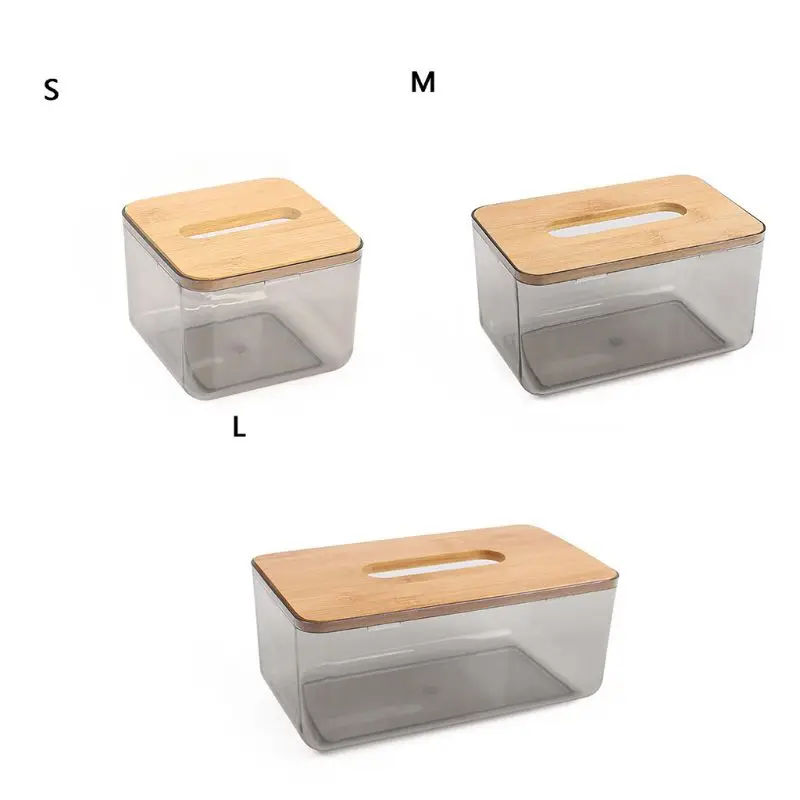 

Bamboo Wooden Cover Plastic Tissue Box Paper Holder Dispenser Storage Case Home