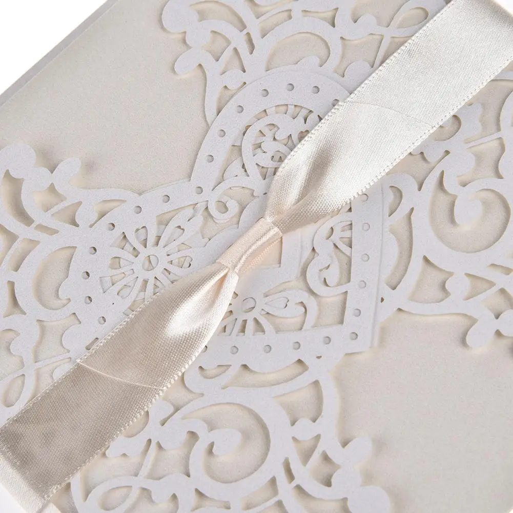  10PCS European Style Invitations Cards Elegant Delicate Carved Lace Wedding Party Invitations Cards - 4000262993195