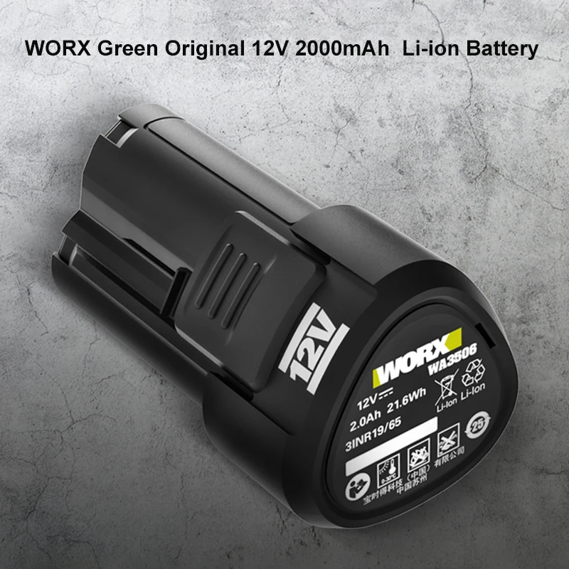 incidente Maletín Desconfianza Worx Green Original 12v 2ah Li-ion Battery Suitable For All Worx Rockwell  Products Wide Interface Power Tools - Electric Drill - AliExpress