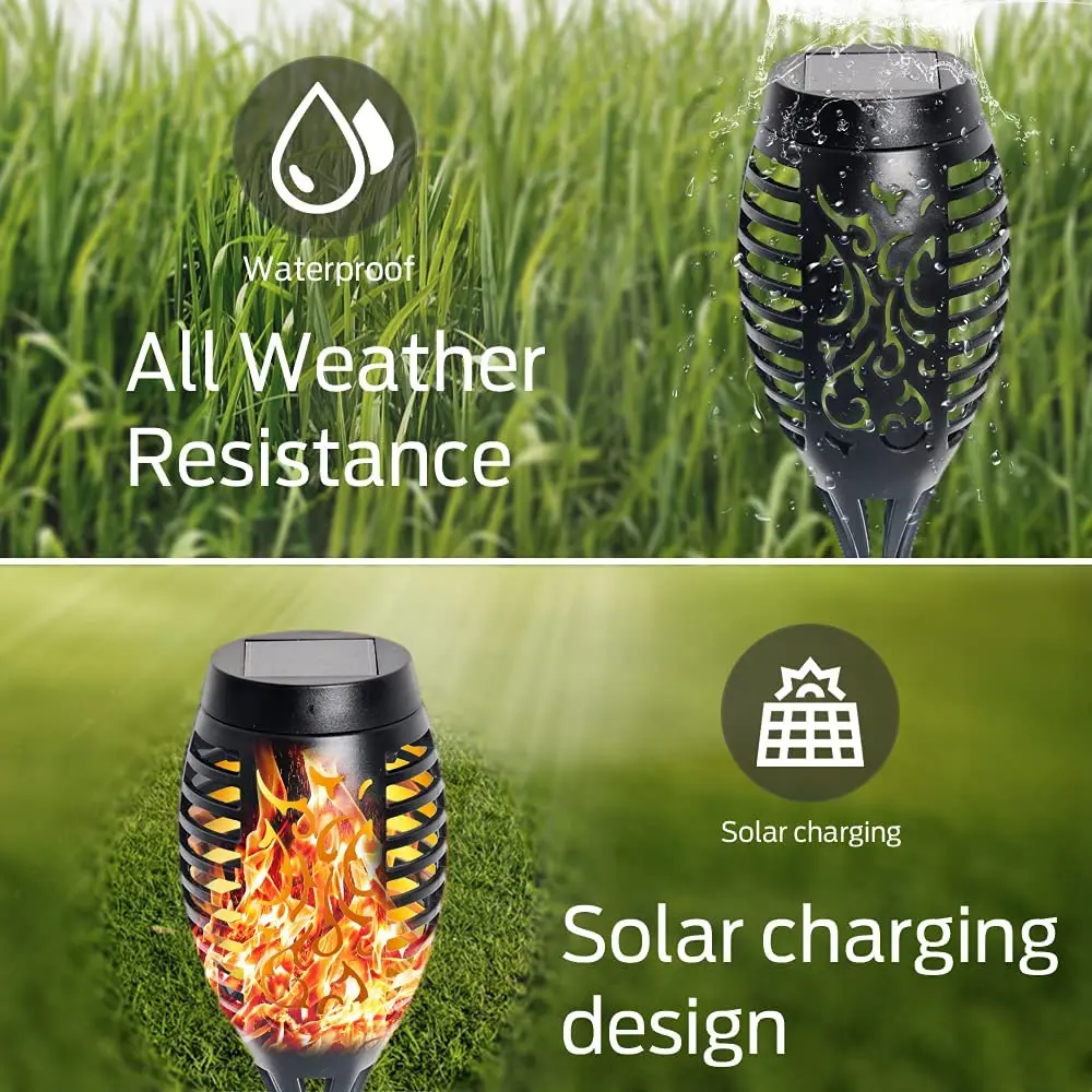 12LED Tiki Flickering Torch Solar Lights Waterproof Outdoor Mini Solar Flame Lights for Garden Patio Yard Pathway Decoration solar lights