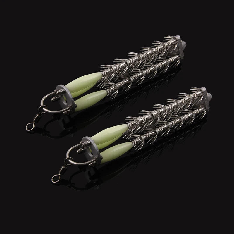 2pcs/lot Lead head 650g Squid hook Luminous Shrimp Bait Octopus Cuttlefish Jigging fishing Lure for big game sleeve-fish Pesca