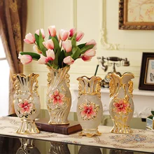 Европейский стиль, роскошная керамическая ваза для гостиной, украшение дома, Цветочная композиция, ТВ, шкаф, искусство, ремесла