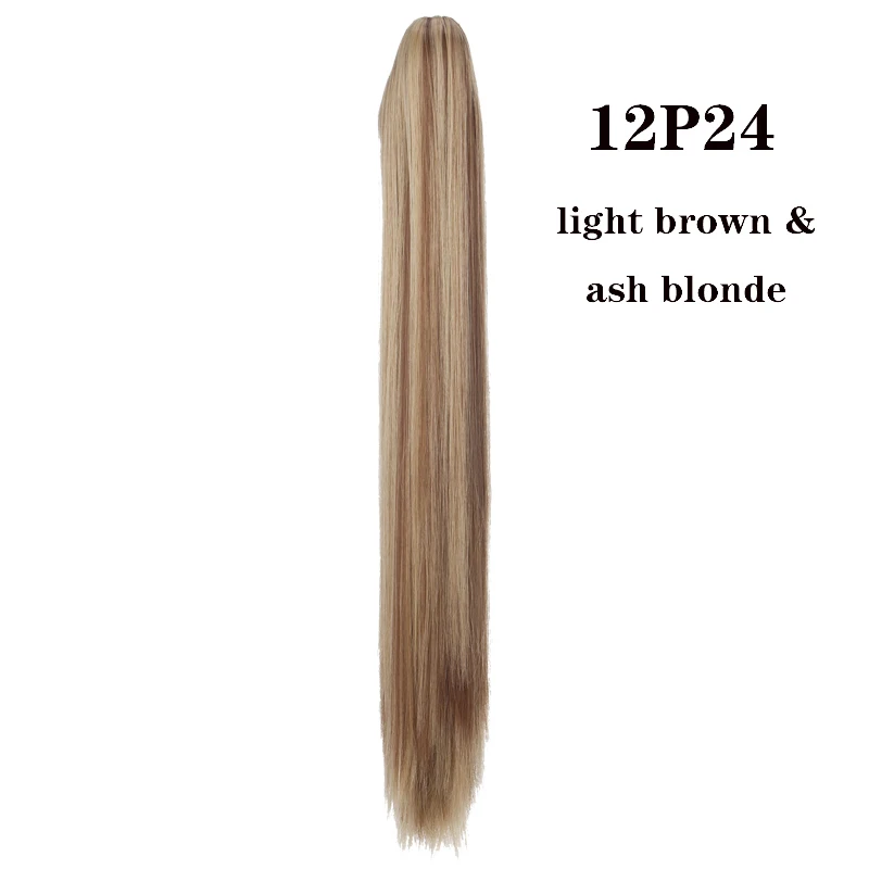 S-noilite, длинные прямые накладные волосы на заколках с конским хвостом, высокотемпературное волокно, искусственные волосы, синтетический конский хвост, женские волосы - Цвет: 12P24