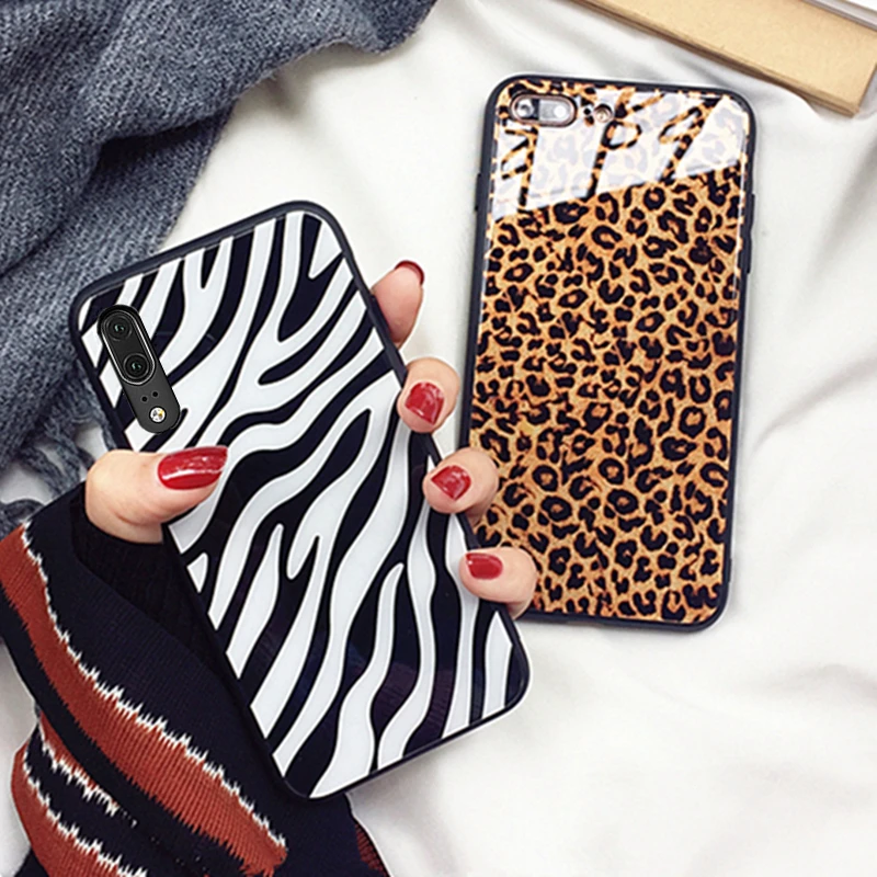 

For Samsung Galaxy M60S M80S Note 10 Lite Case Zebra leopard print Hard Glass back soft silicone Cover For Samsung m30s s10 lite