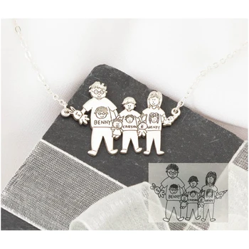 

Customized Children's Drawing Necklace Kid's Art Child Artwork Personalized Necklace Custom Name Jewelry Christmas GIFT for Kids