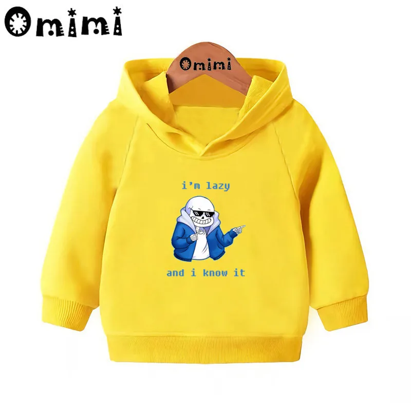 Толстовки с героями мультфильмов «Dabbing Undertale Sans»; детские толстовки с капюшоном; крутой пуловер для малышей; топы для девочек и мальчиков; осенняя одежда; KMT3053 - Цвет: Yellow-3053P