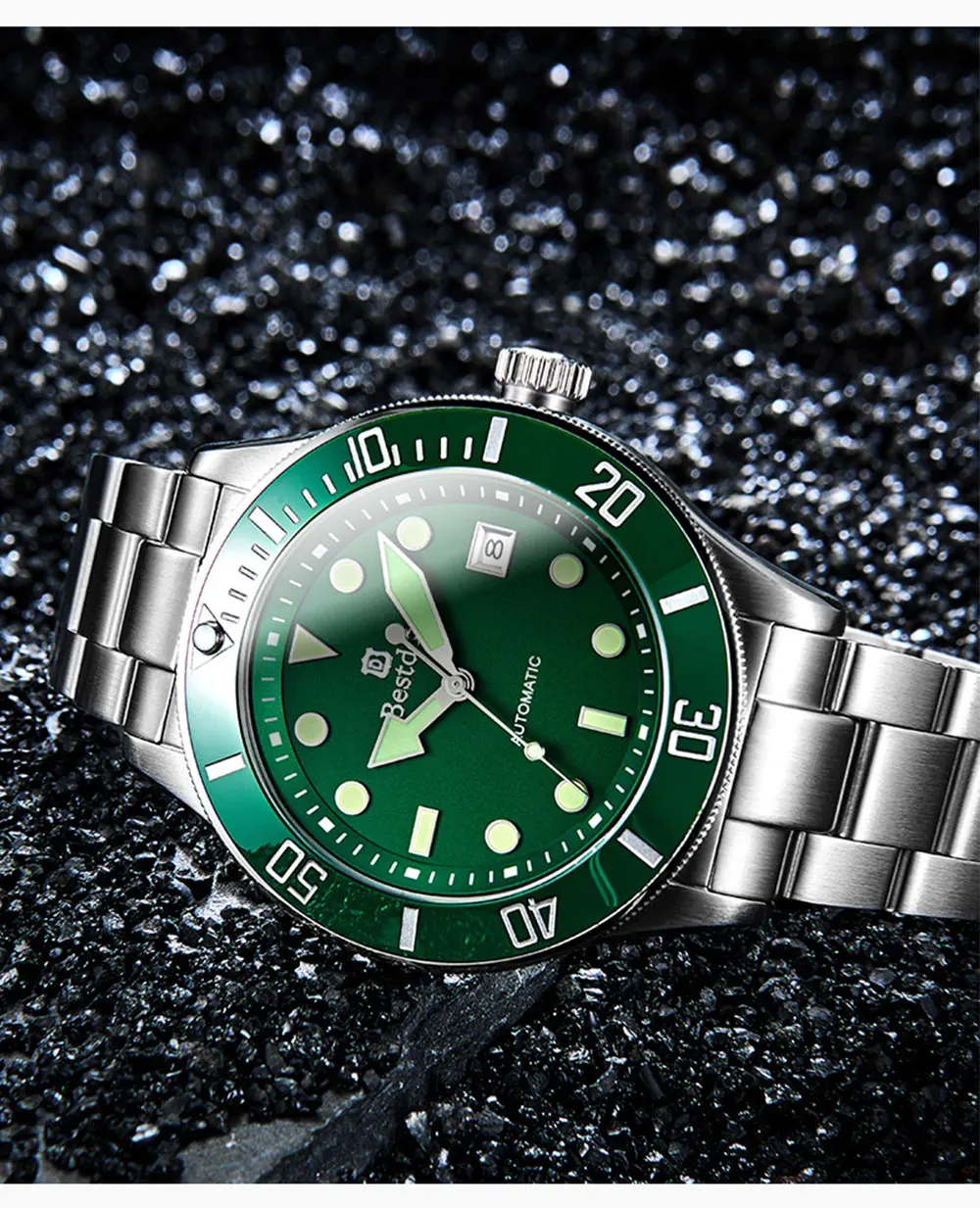 Bestdon Luxury Green Water Ghost Mechanical Watch Men Automatic Brand Replica Sports Man Watches Relogio Masculino New