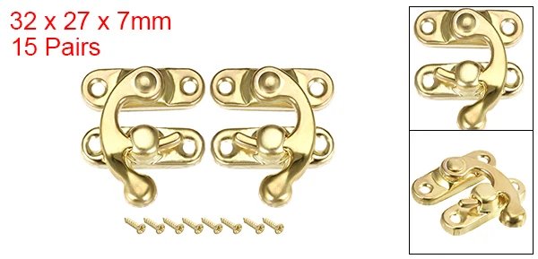 Golden 15pairs Uxcell 5/9/10/15/25 пар-10/20 штук один Античный Крюк с защелкой с застежкой из нержавеющей стали 32x27x7 мм с поворотным механизмом защелки Бронзовый/серебристый/Золотой с помощью винтов - Цвет: Golden 15pairs