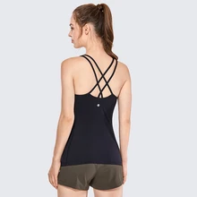 La Isla тренировочные майки со встроенным бюстгальтером для женщин, перекрещивающиеся бретельки на спине с начесом Cami, рубашки для йоги