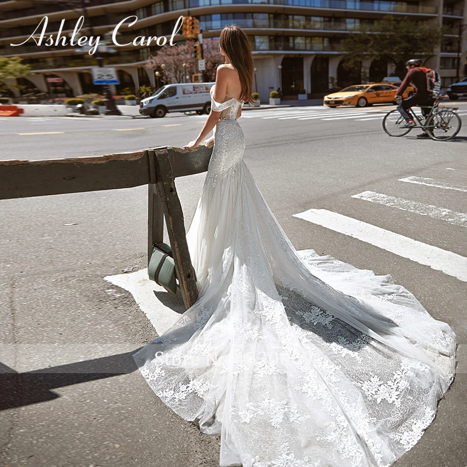 Ashley Carol Mermaid Wedding Dress 2022 Exquisite Beads Lace Appliques Off the Shoulder Long Train Bridal Gown Vestidos De Novia 2