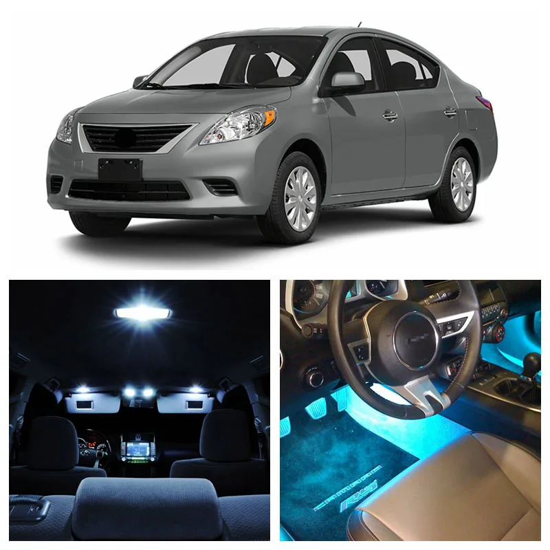 8pcs White Ice Blue LED Light Bulbs For 2007-2013 Nissan Versa Interior Package Kit Map Dome License Plate Lamp Nissan-EF-05 | Автомобили