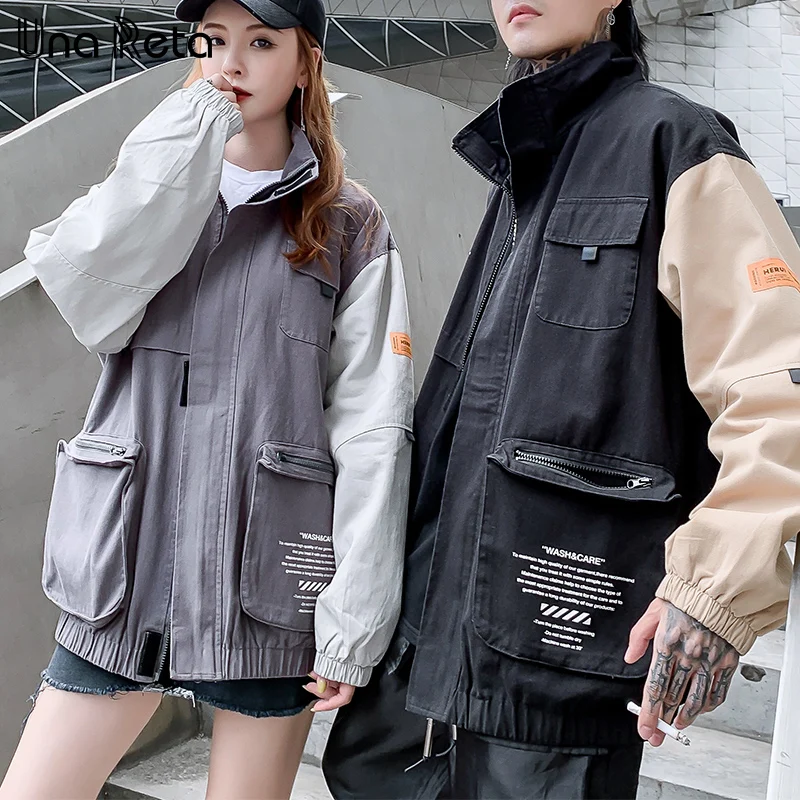 UnaReta куртка пальто для мужчин новая пара ветровка пальто для женщин Harajuku Хип Хоп Ретро волшебный цвет печать куртка Мужская Уличная