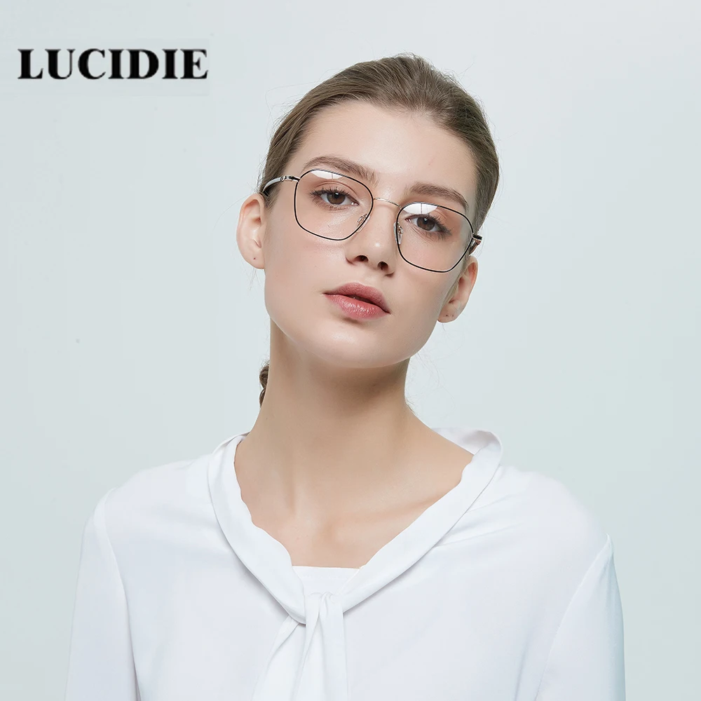 Lucidie Женская мода личности очки оправа прозрачный черный многоугольник очки в большой оправе