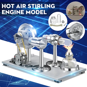 

Mini Silver Hot Air Stirling Engine Model Power Generator Motor Educational Steam Toy Science Experiment Kit Set For Children