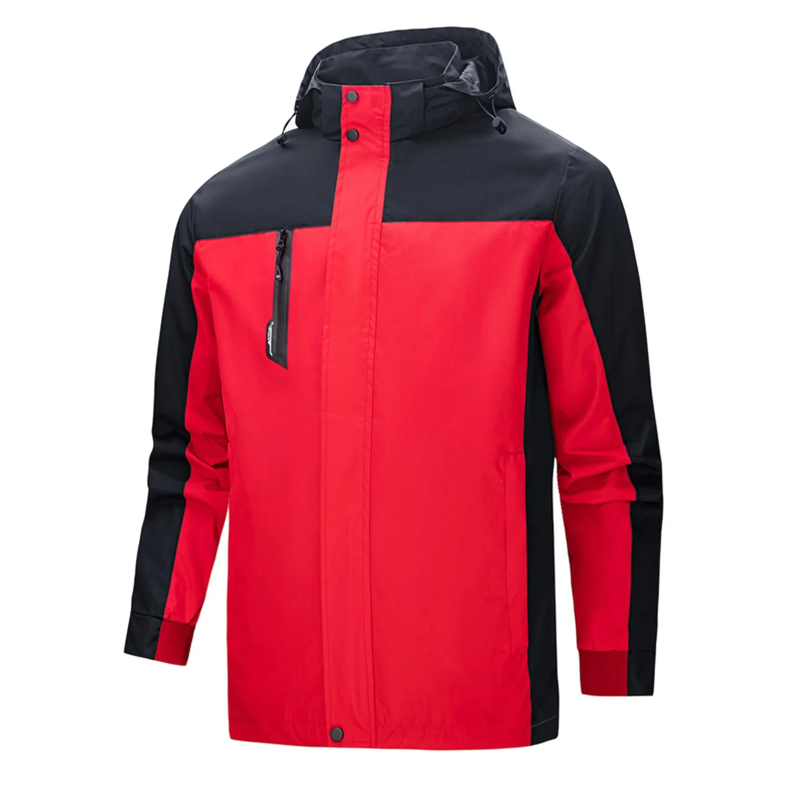 Autumn Winter Men's Hiking Jacket Waterproof And Windproof Outdoor Ski Hooded Zipper Jacket With Pocket Breathable  Solid Coat 2