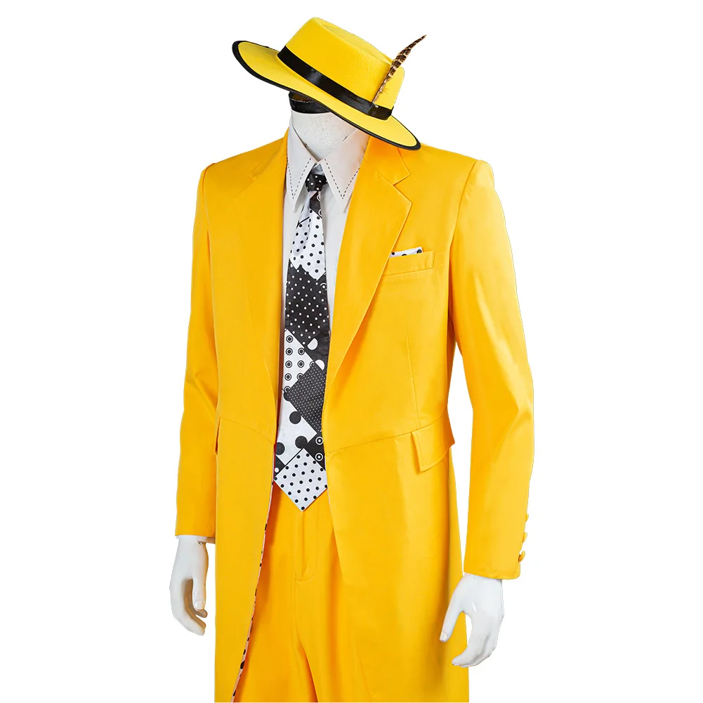 Download The Mask Jim Carrey Yellow Suit Cosplay Costume Men Uniform Outfits Halloween Carnival Costume Movie Tv Costumes Aliexpress PSD Mockup Templates