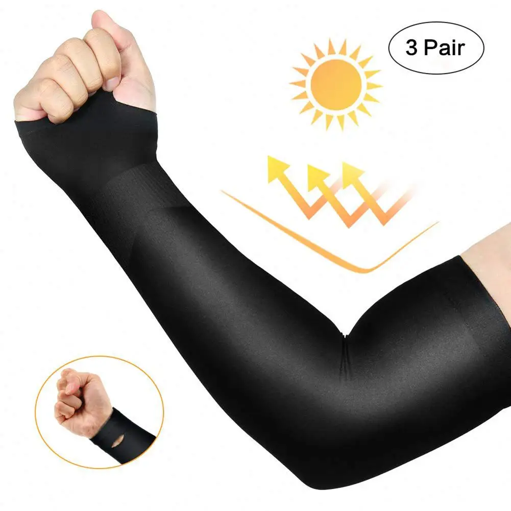 3 Pairs Arm Sleeves Warmers Sports Sleeve Sun UV Protection Hand Cover Running Fishing Cycling Ski Breathable Sunscreen Bands