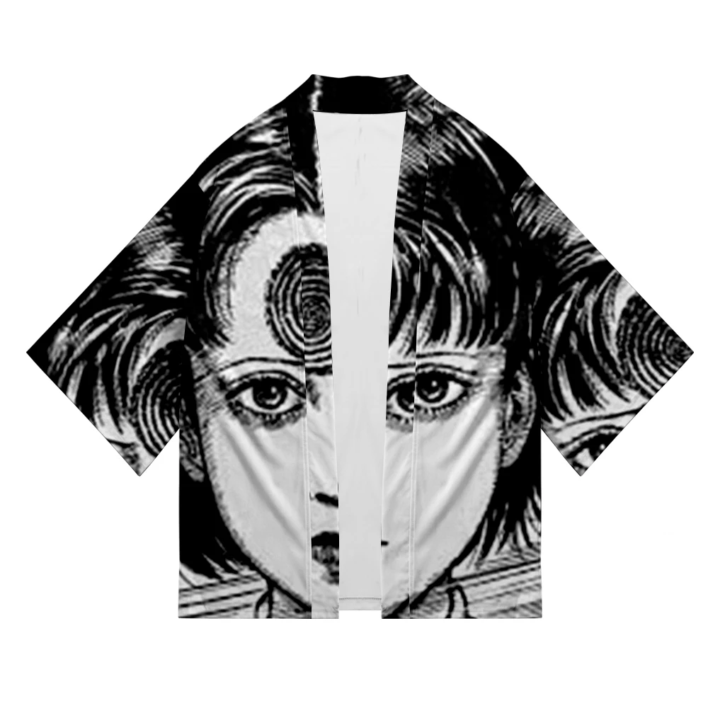 3D японское кимоно junji ito, летнее кимоно с 3D принтом для женщин/мужчин, летнее повседневное крутое уличное кимоно с коротким рукавом