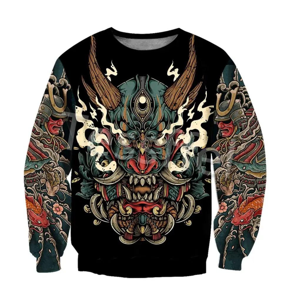 Tessffel Japan Samurai Tattoo 3D Printed New Men's Sweatshirt Harajuku Zipper Hoodie Casual Unisex Jacket Pullover Style-2 4