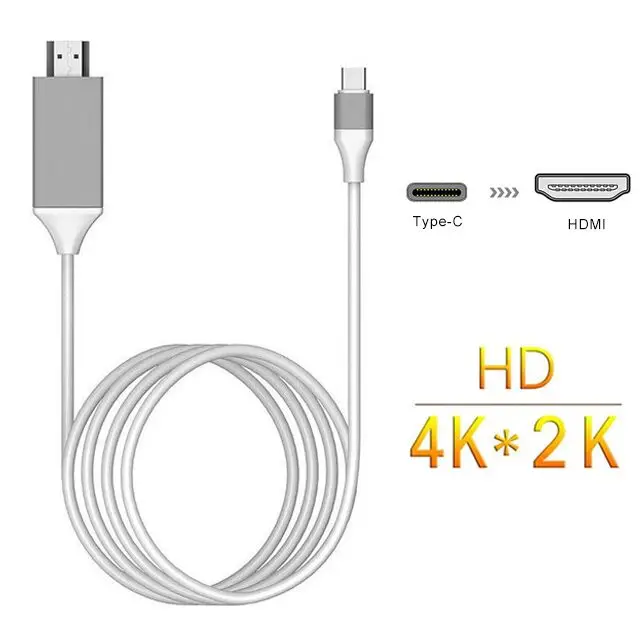 1080P HDMI кабель 2 м тип-c USB-C к HDMI адаптер Micro USB C к HDMI HD ТВ кабель адаптеры для samsung S9/S8/Note 9 huawei type-C - Цвет: white