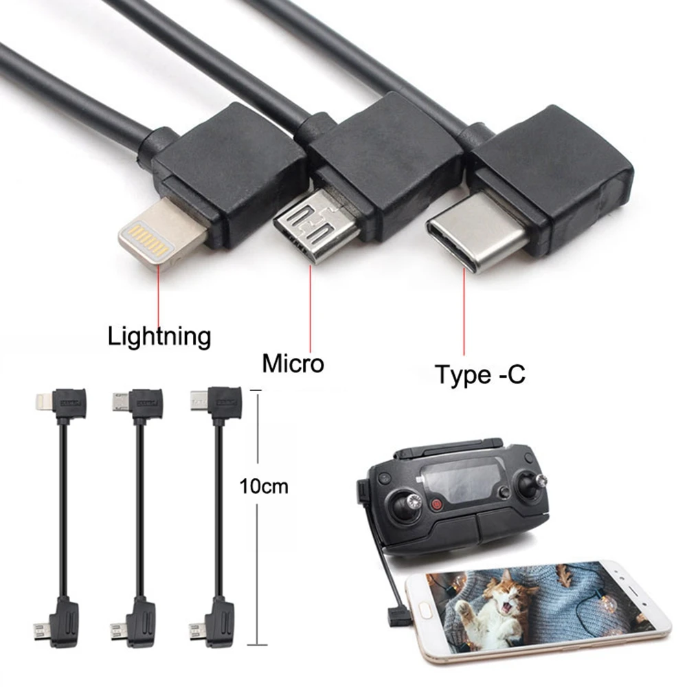 

Micro USB Cable For iPhone Lighting Type C OTG Data Line 10/30 cm For DJI Mavic 2 pro mavic Spark Controller For Samsung Cables