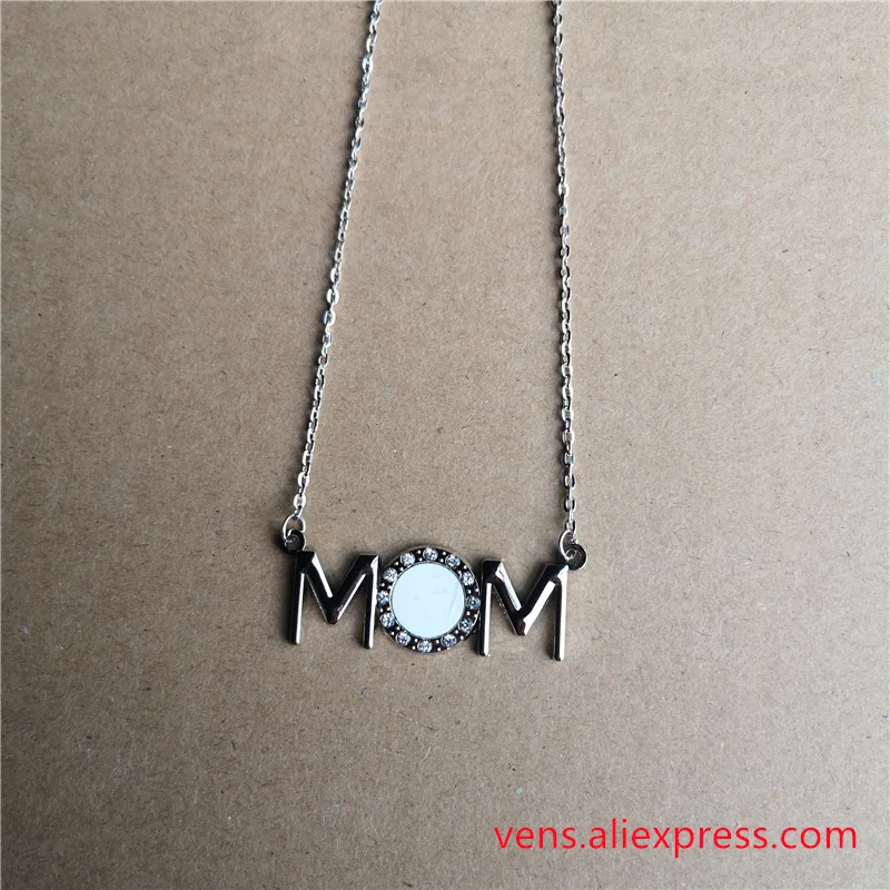 sublimation blank necklaces pendants with drill fashion mom women necklace  pendant jewelry 20pcs/lot