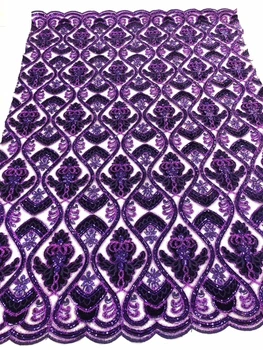 

Latest Nigerian Lace Fabric High Quality African Velvet Lace Fabric Embroidery Sequins Lace For African Lace Material