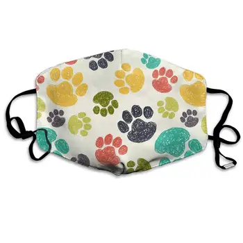 

Colorful Doodle Paw Prints Washable Reusable Mask, Cotton Anti Dust Half Face Mouth Mask For Kids Teens Men Women With