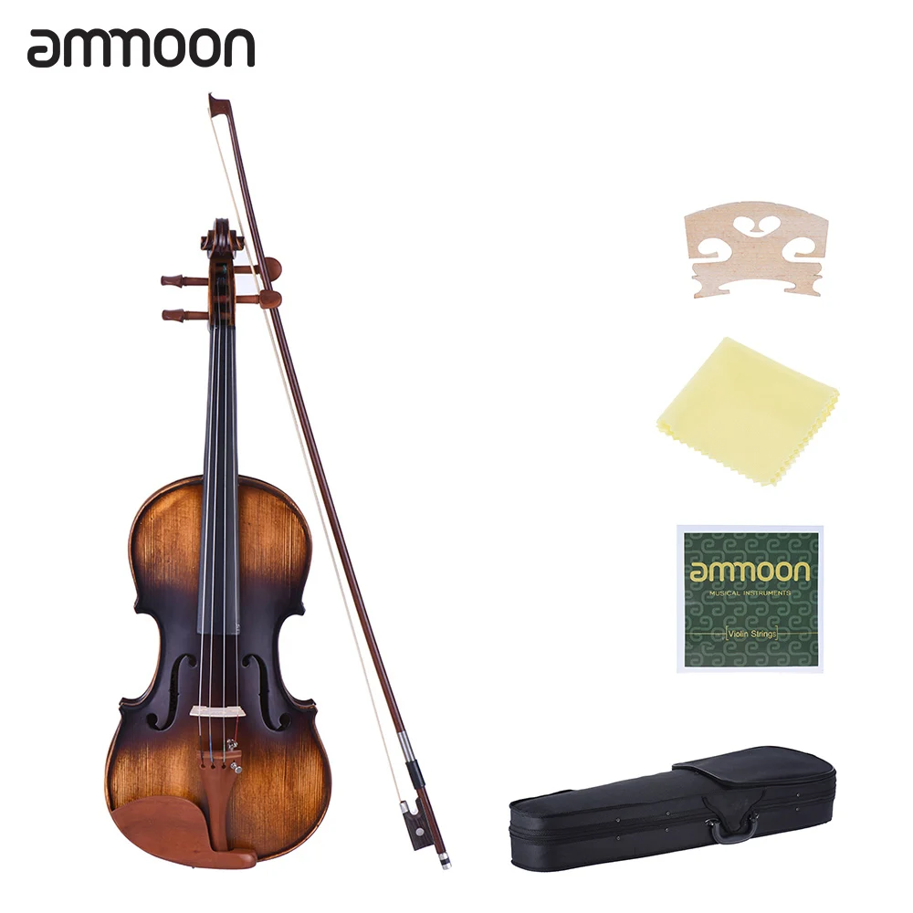 Ammoon 4/4 полноразмерная скрипка матово антикварная ель Топ Jujube деревянные части (Peg