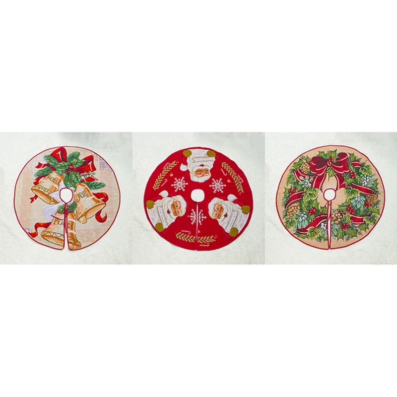 100CM Diameter Christmas Tree Skirts Decoration Cotton Santa Claus Printed New Year Christmas Decorations for Home