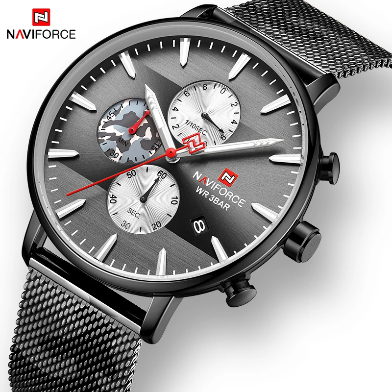 Часы наручные NAVIFORCE Мужские кварцевые спортивные роскошные брендовые модные
