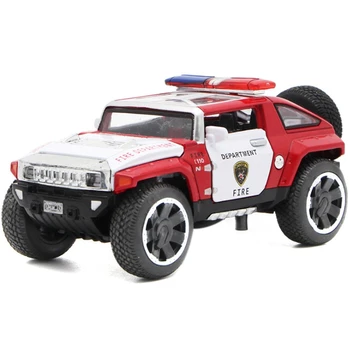 

1/32 Scale Police Diecast Vehicles Model Car Toys with Openable Doors Pull Back Light Music for Boys Birthday Gift Red