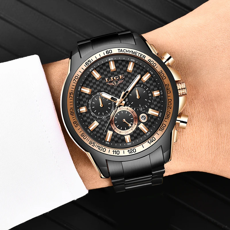 LIGE 2020 New Fashion Watch Men Watches Top Brand Luxury Sport Clock Man Military Chronograph Quartz Watch Men Relogio Masculino