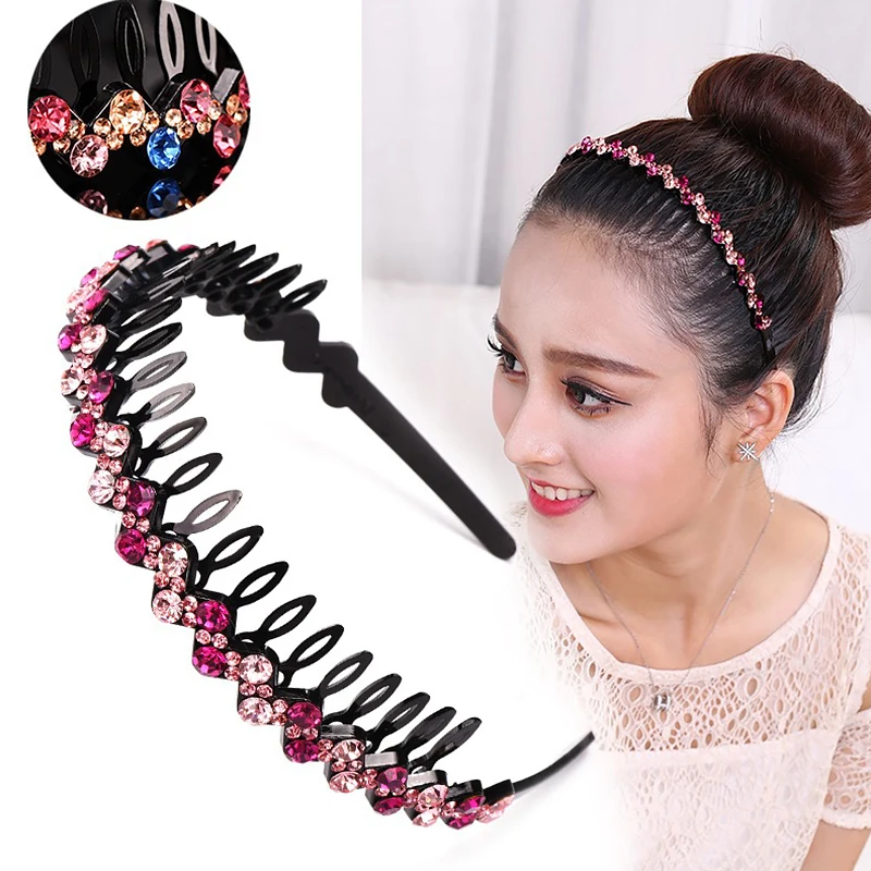 Новые модные женские волнистые зубья резинки для волос Стразы ободки гребень Кристальный обруч для волос для девочек аксессуары для волос ювелирные изделия для волос