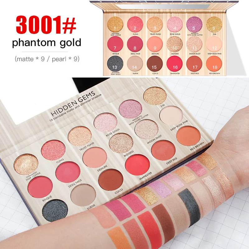 02 Eyeshadow Palette 18 Color Glitter Matte Pigment Shimmer Eye Shadow Makeup Tool Waterproof Long Lasting Pigmented Eyeshadow - Цвет: 02