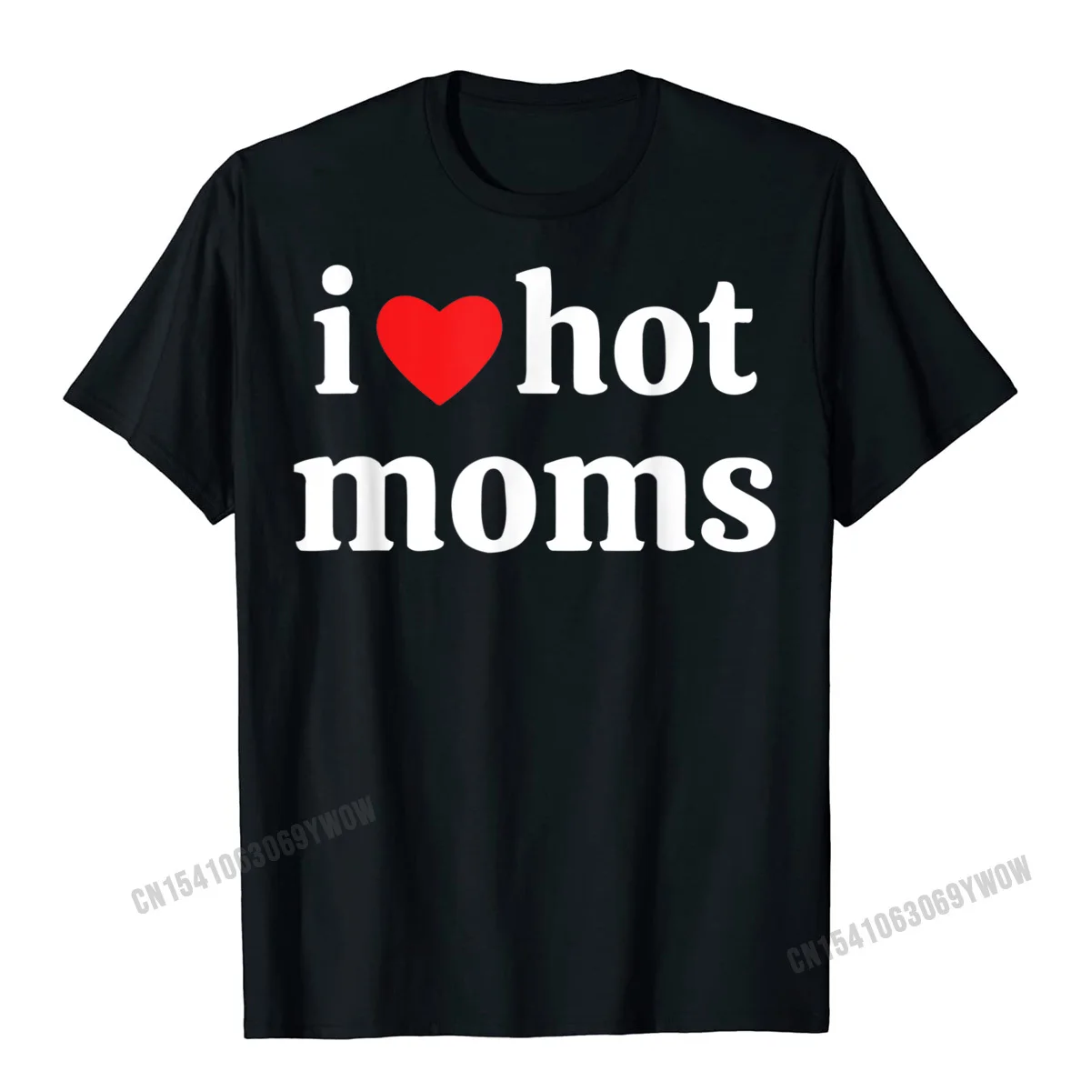 T Shirt Funny Summer Designer Personalized Short Sleeve Pure Cotton Round Collar Men's T-Shirt Personalized T-Shirt I Love Hot Moms Tshirt Funny Red Heart Love Moms T-Shirt__654 black