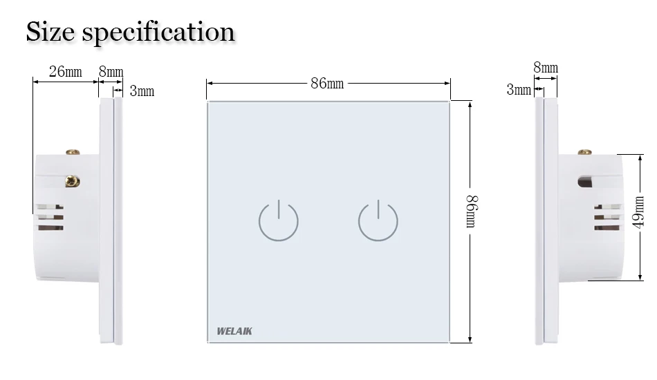 WELAIK UK сенсорный выключатель Кристалл-стеклянная панель-переключатель настенный-Интеллектуальный переключатель-умный-переключатель 2ганг-1way светодиодный-лампа B1921CW/B