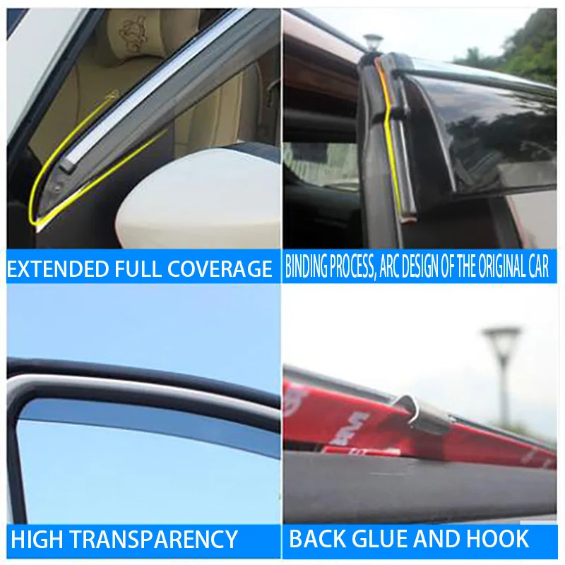 2016 to2018 for Suzuki Vitera window rain shield transparent rain eyebrow with bright strip window shield rain board decorative