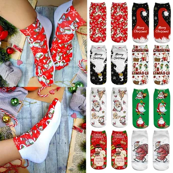 

Christmas Socks 1pair Santa Snowman Printed Cotton Warm Socks Christmas Decor for Home Kids xmas party Socks New year 2021 gift