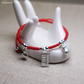 

Real Sterling Silver Abacus Red Bracelet Bangle Wax String Amulet High Quality Fashion Friendship Gift Handmade s925 Jewelry